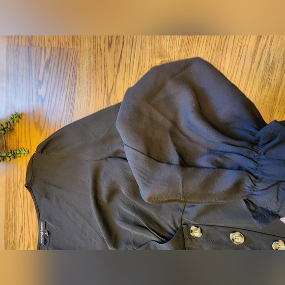 Black faux wrap blouse - Picture 3 of 3